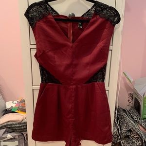 Maroon Lace Romper